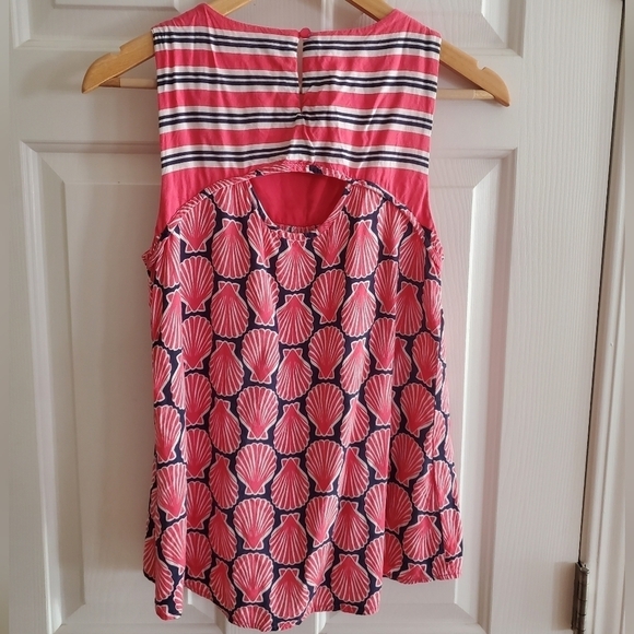 Crown & Ivy Pink & Blue Stripe & Seashell Top XS - Picture 2 of 4